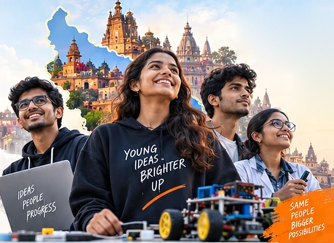 Young innovators of Uttar Pradesh working together on a robotics project